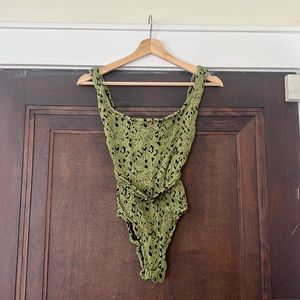 New with tags Hunza G Solitaire OnePiece Green Metallic Leopard